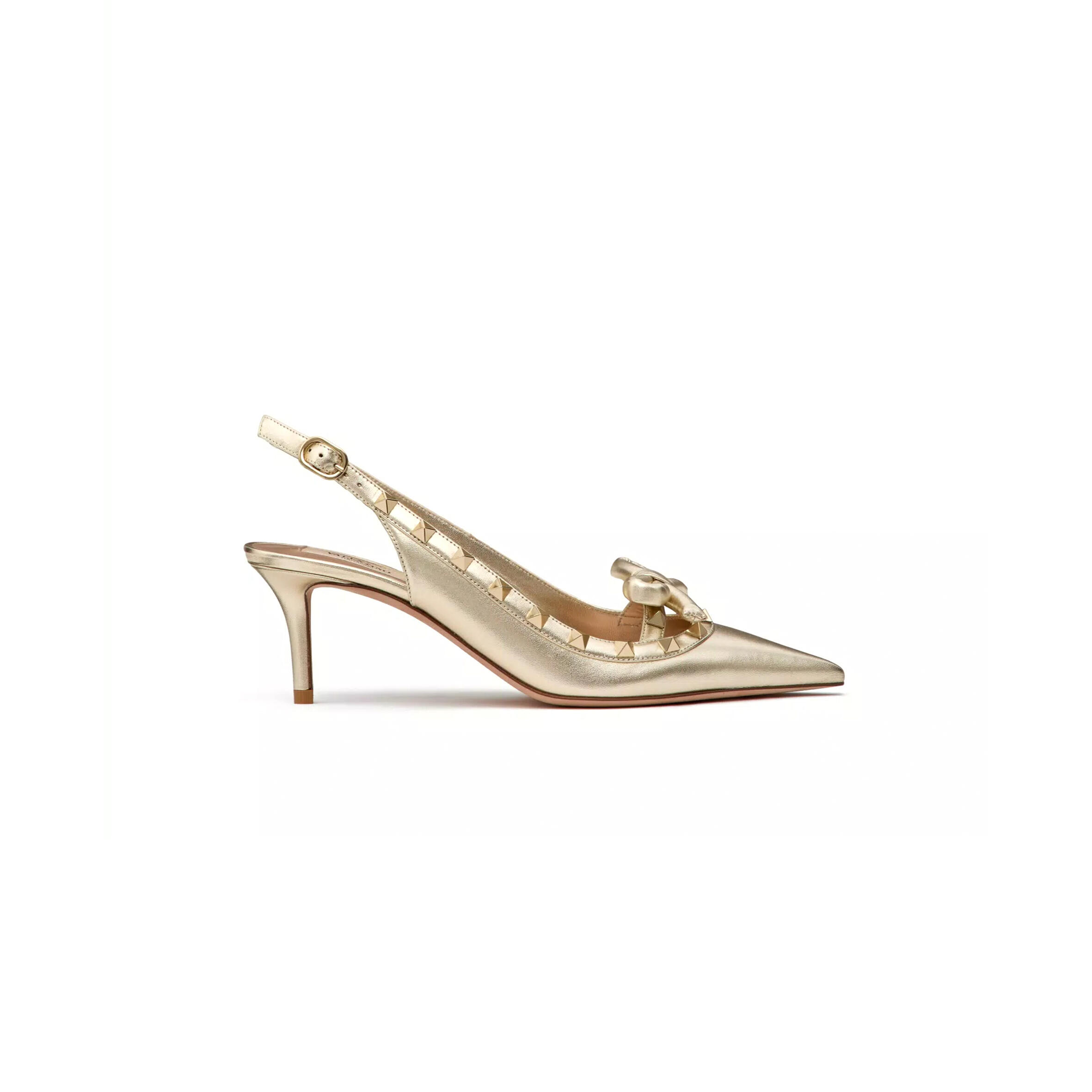 VALENTINO ROCKSTUD BOW SLINGBACK PUMPS IN LAMINATED NAPPA LEATHER AND 60MM TONE STUDS 5W2S0IB8VVP_R16